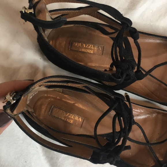 SOLD. Aquazzura Belgravia Suede Lace-up Flats - Picture 2 of 4